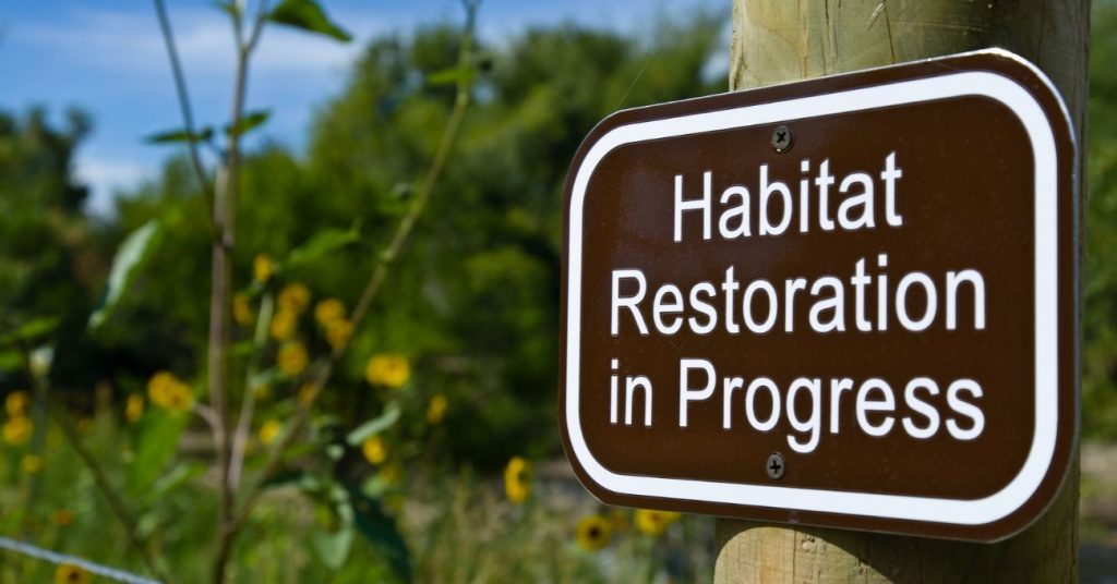 Habitat restoration in progress sign