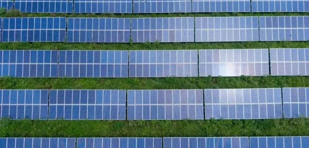 solar panels on grass