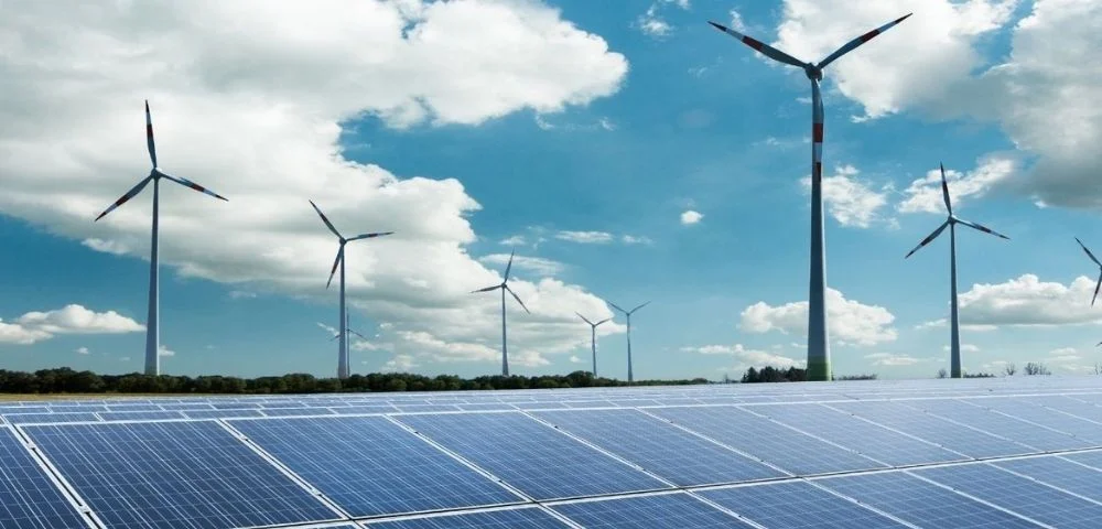 wind turbines and solar panels